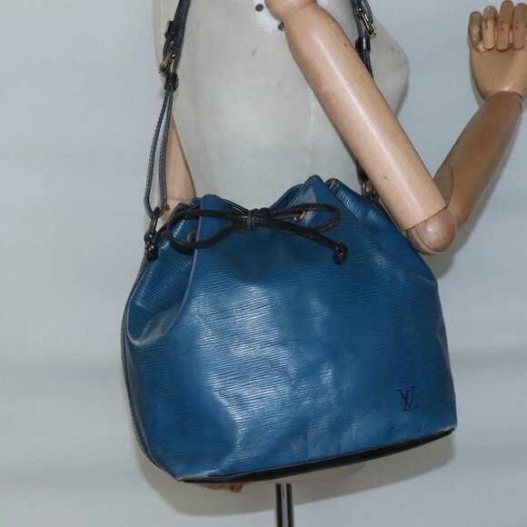 LOUIS VUITTON Epi Petit Noe Shoulder Bag Bicolor Black Blue M44152 Auth 139735 - Picture 1 of 16